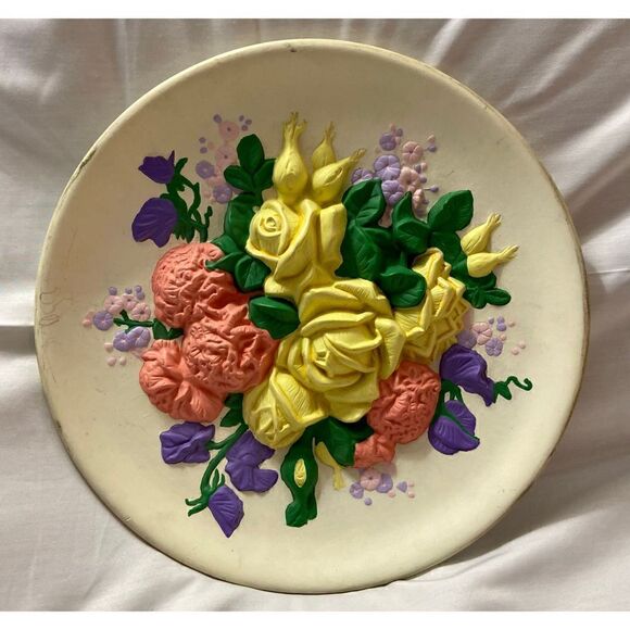 Vintage 1960’s MCM 3D Floral Pastel Wall Decor - Picture 2 of 6